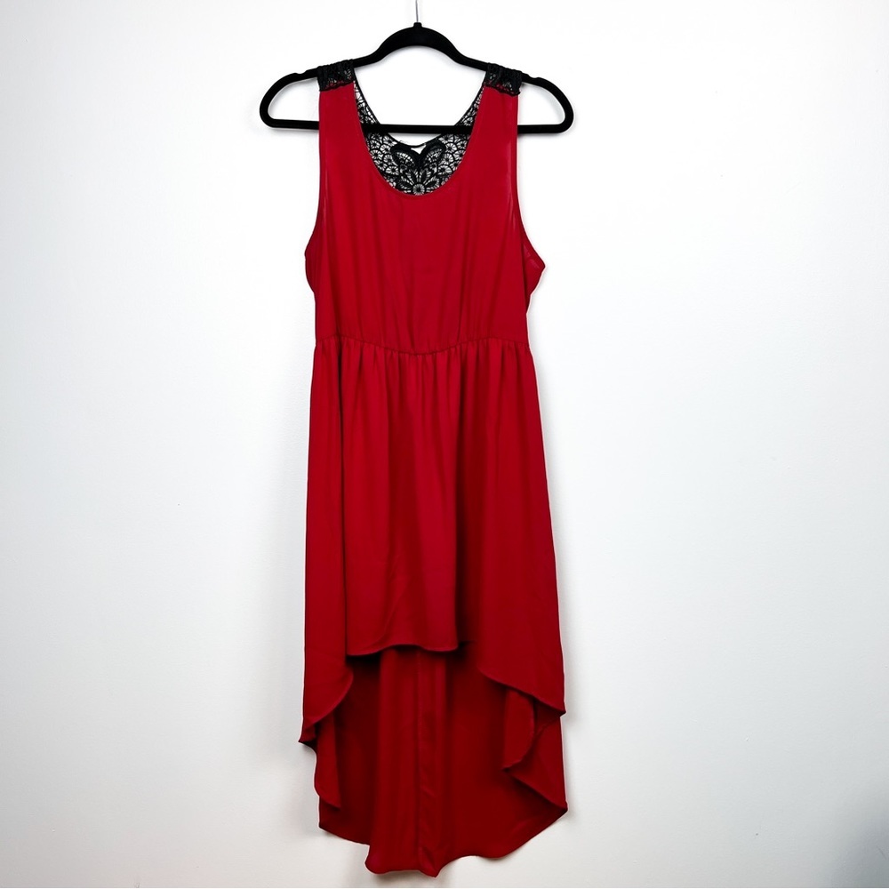 audrey Black Lace Back Red Sleeveless Dress